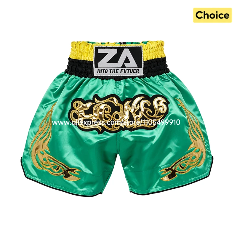 Black Red Muay Thai Shorts Satin Boxing Shorts Men Women Kids Embroidery MMA Martial Arts Kickboxing Cage Fight Training Pants