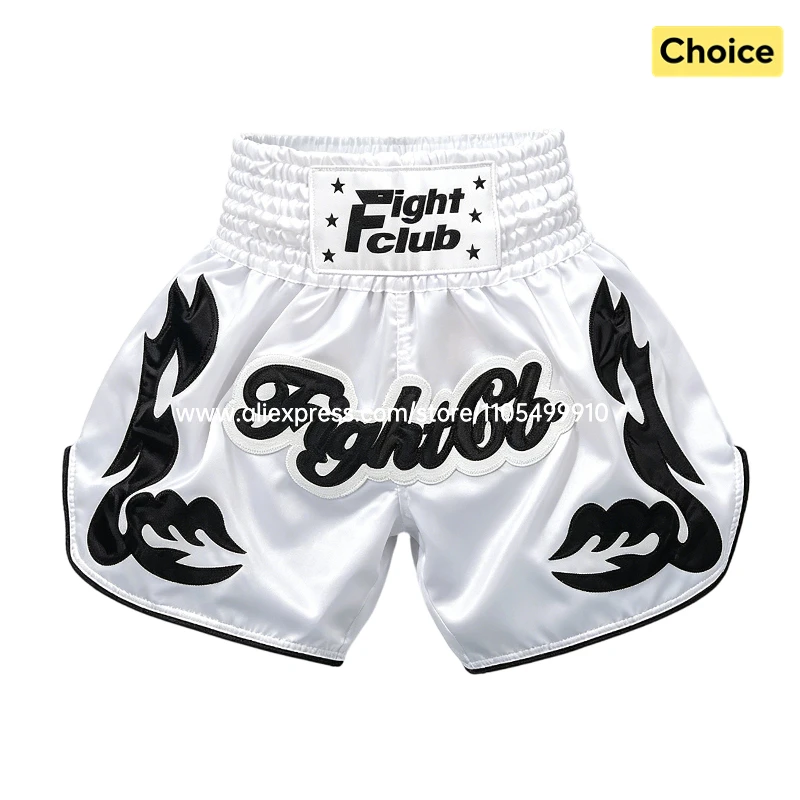 Muay Thai Boxing Shorts Bow Tie Ribbon Satin Elastic Waist Kickboxing Pants Martial Arts MMA Fight Shorts Adult Men Women Kids