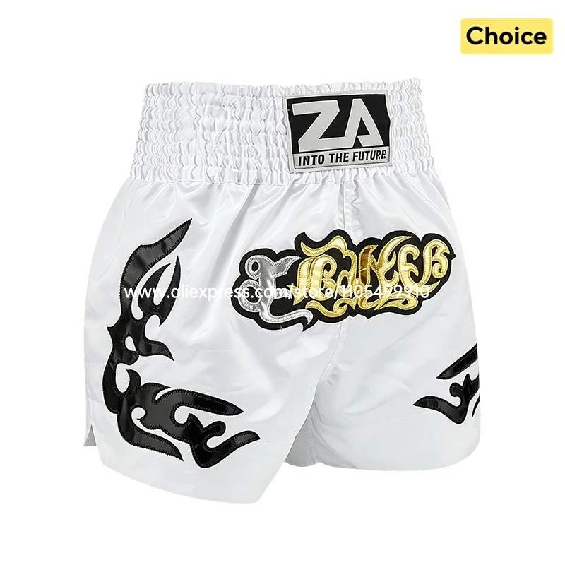 Muay Thai Boxing Shorts Bow Tie Ribbon Satin Elastic Waist Kickboxing Pants Martial Arts MMA Fight Shorts Adult Men Women Kids