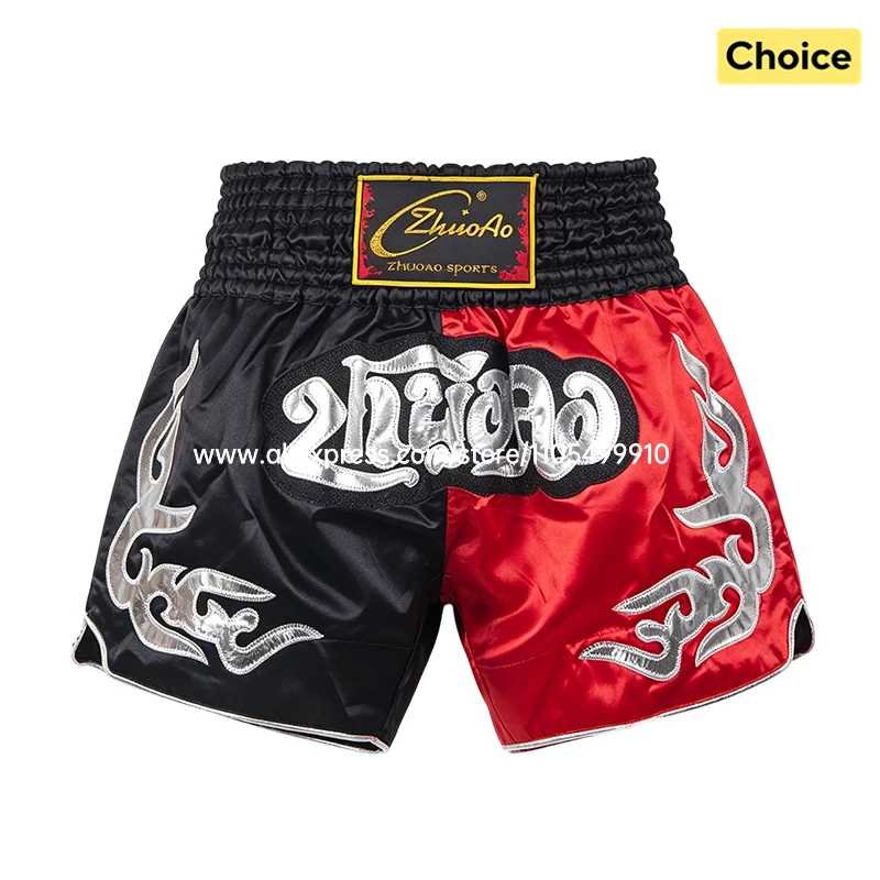 Muay Thai Boxing Shorts Bow Tie Ribbon Satin Elastic Waist Kickboxing Pants Martial Arts MMA Fight Shorts Adult Men Women Kids