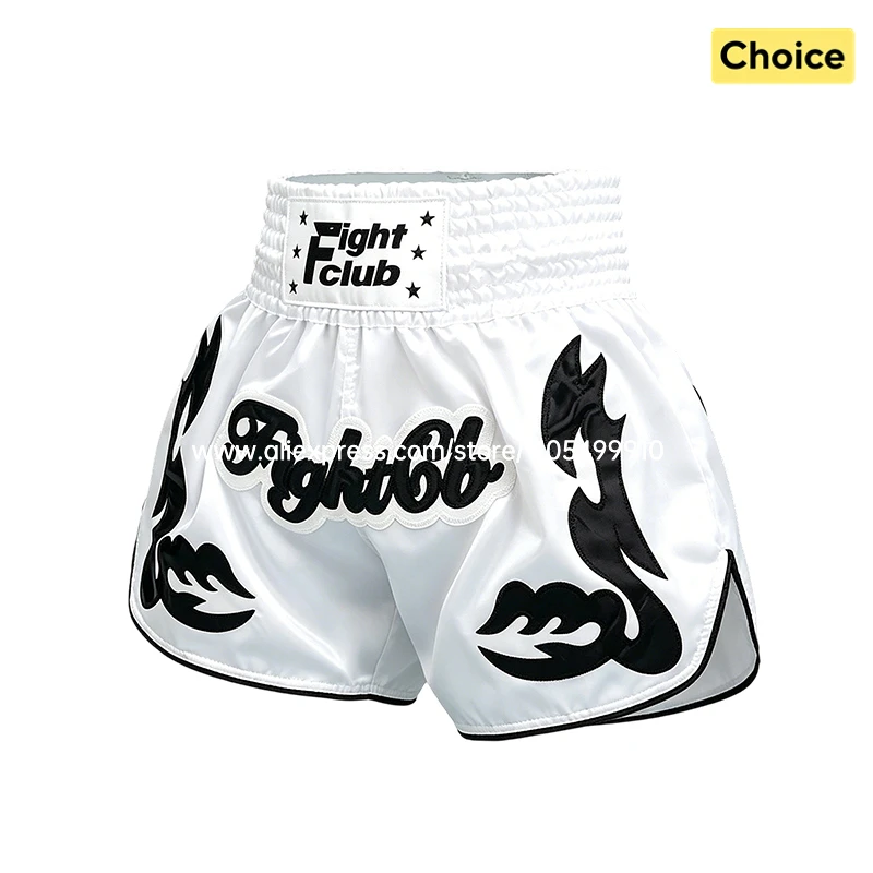 Muay Thai Boxing Shorts Bow Tie Ribbon Satin Elastic Waist Kickboxing Pants Martial Arts MMA Fight Shorts Adult Men Women Kids