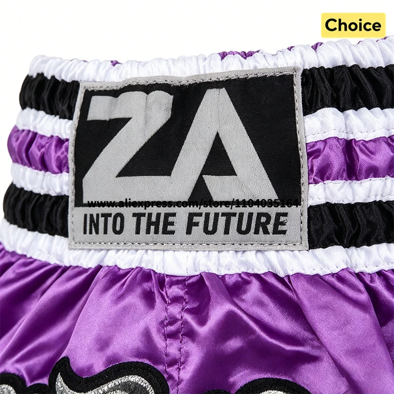 Muay Thai Boxing Shorts Bow Tie Ribbon Satin Elastic Waist Kickboxing Pants Martial Arts MMA Fight Shorts Adult Men Women Kids