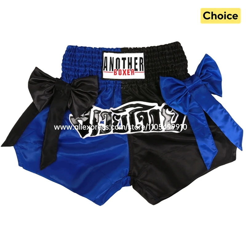 Bow Ribbon Thai Boxing Shorts Women Men Kids Muay Thai Fight Training Shorts MMA Kickboxing Sparring Boxing Competition Pants