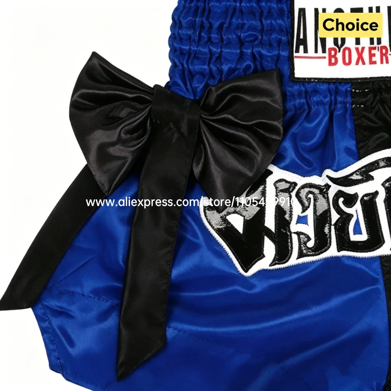 Bow Ribbon Thai Boxing Shorts Women Men Kids Muay Thai Fight Training Shorts MMA Kickboxing Sparring Boxing Competition Pants