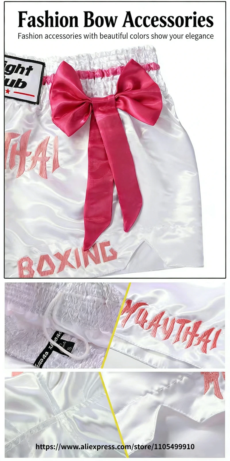 Bow Ribbon Thai Boxing Shorts Women Men Kids Muay Thai Fight Training Shorts MMA Kickboxing Sparring Boxing Competition Pants