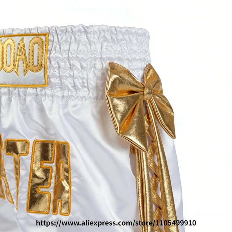 Bow Ribbon Thai Boxing Shorts Women Men Kids Muay Thai Fight Training Shorts MMA Kickboxing Sparring Boxing Competition Pants