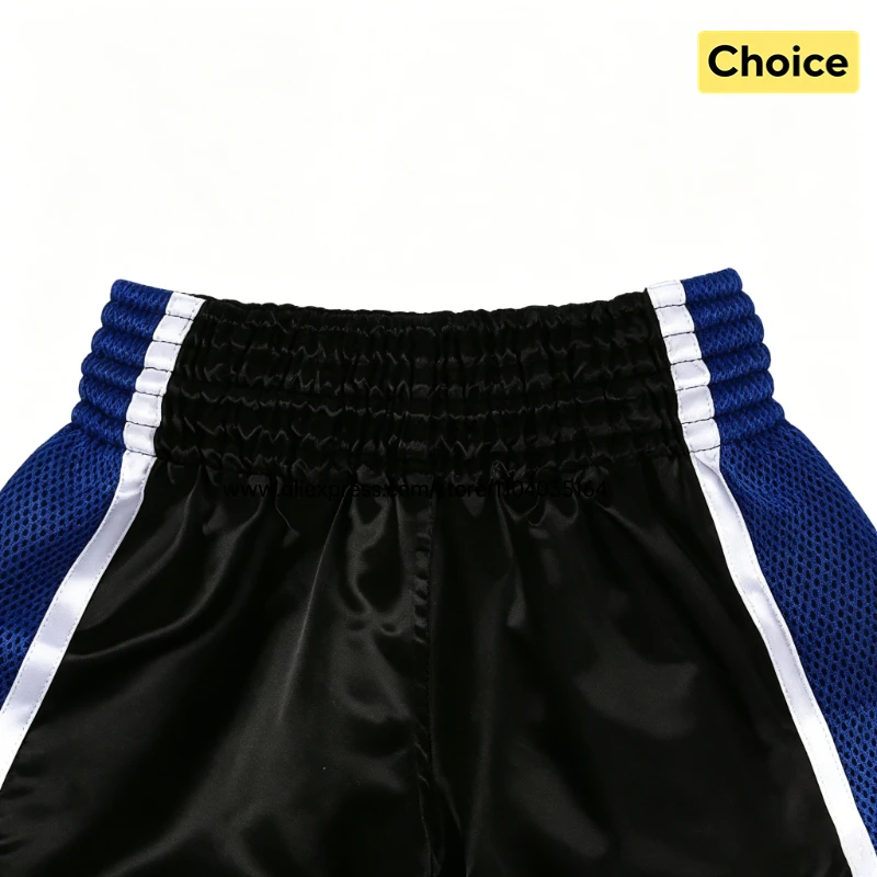 No Embroidery Solid Muay Thai Boxing Shorts Breathable Mesh Satin Kickboxing Shorts Elastic Waist Adult Kids MMA Fighting Pants