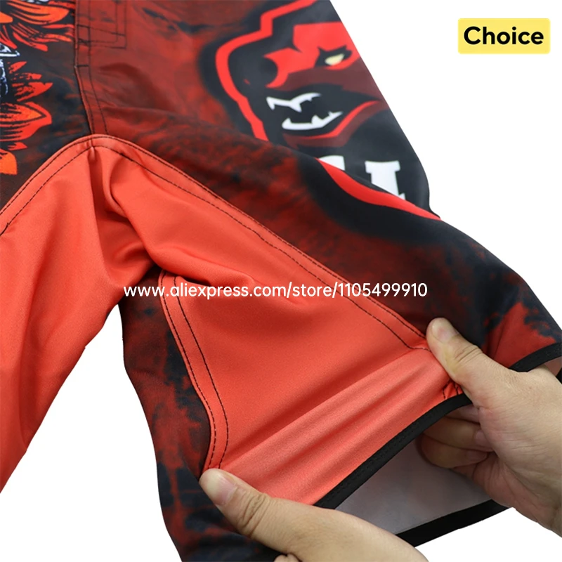 Animal Print MMA Shorts Fight Grappling Shorts BJJ Jiu-Jitsu Martial Arts Gym Fitness Training Trunk Men Kickboxing Boxing Pants
