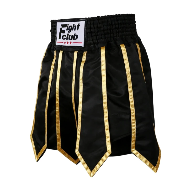Muay Thai Boxing Shorts for Men Women Kids Gladiator Satin Fight Shorts Black Gold Kickboxing Shorts for MMA Sparring Training