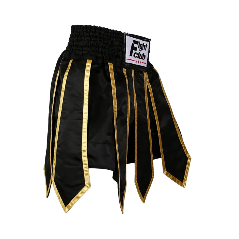 Muay Thai Boxing Shorts for Men Women Kids Gladiator Satin Fight Shorts Black Gold Kickboxing Shorts for MMA Sparring Training