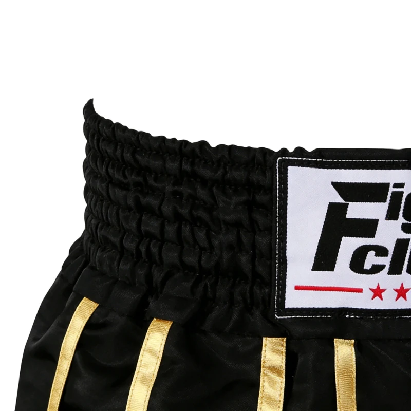Muay Thai Boxing Shorts for Men Women Kids Gladiator Satin Fight Shorts Black Gold Kickboxing Shorts for MMA Sparring Training