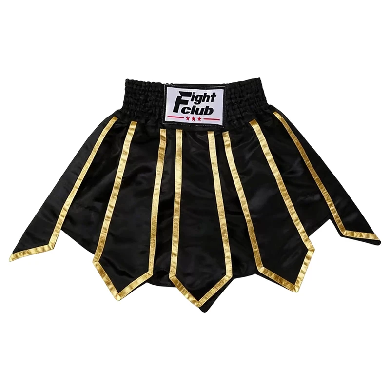 Muay Thai Boxing Shorts for Men Women Kids Gladiator Satin Fight Shorts Black Gold Kickboxing Shorts for MMA Sparring Training