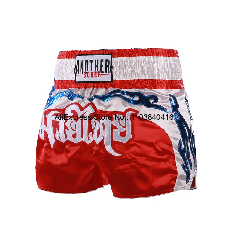 Short Muay Thai Man Kick Boxing Shorts Women Kid Gold Embroidery Satin Kickboxing Cage Fight Pants Black MMA Martial Arts Gear
