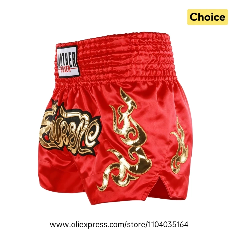 Muay Thai Fight Shorts Men Women Kids Combat Sports Boxing Trunks Thai Script Embroidery Martial Arts MMA BJJ Kickboxing Pants