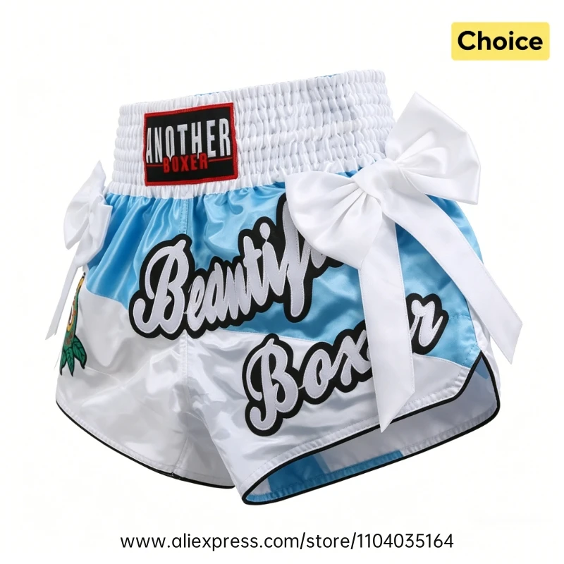 Muay Thai Fight Shorts Men Women Kids Combat Sports Boxing Trunks Thai Script Embroidery Martial Arts MMA BJJ Kickboxing Pants