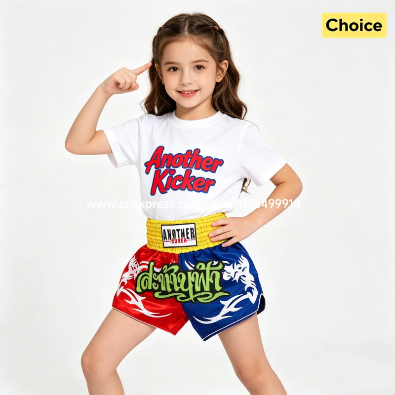Muay Thai Fight Shorts Men Women Kids Combat Sports Boxing Trunks Thai Script Embroidery Martial Arts MMA BJJ Kickboxing Pants