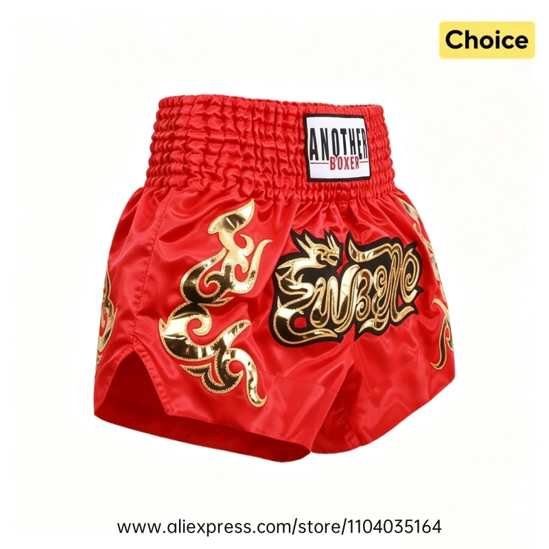Muay Thai Fight Shorts Men Women Kids Combat Sports Boxing Trunks Thai Script Embroidery Martial Arts MMA BJJ Kickboxing Pants