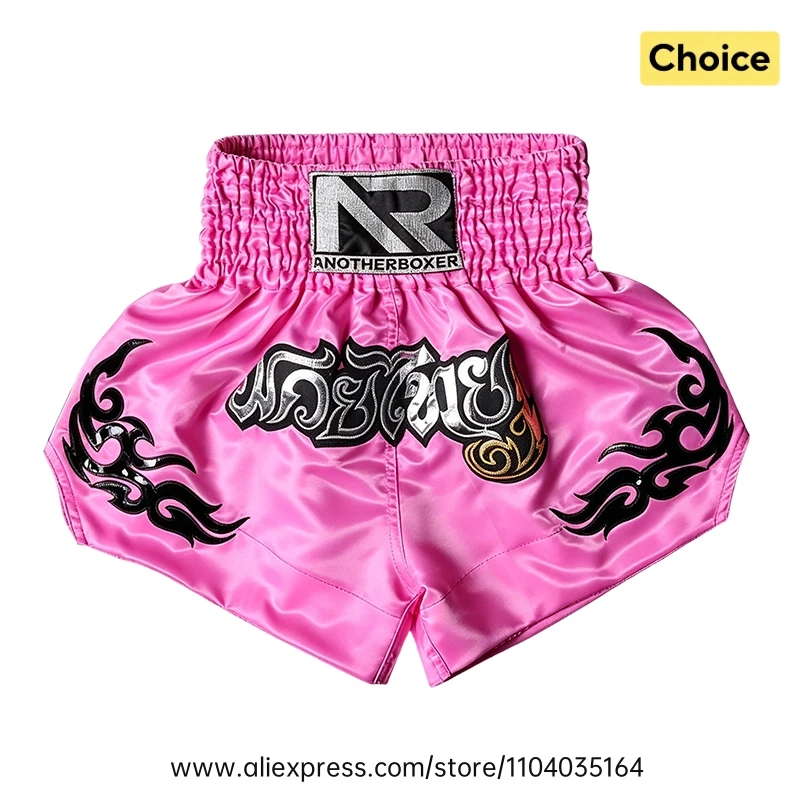 Muay Thai Fight Shorts Men Women Kids Combat Sports Boxing Trunks Thai Script Embroidery Martial Arts MMA BJJ Kickboxing Pants