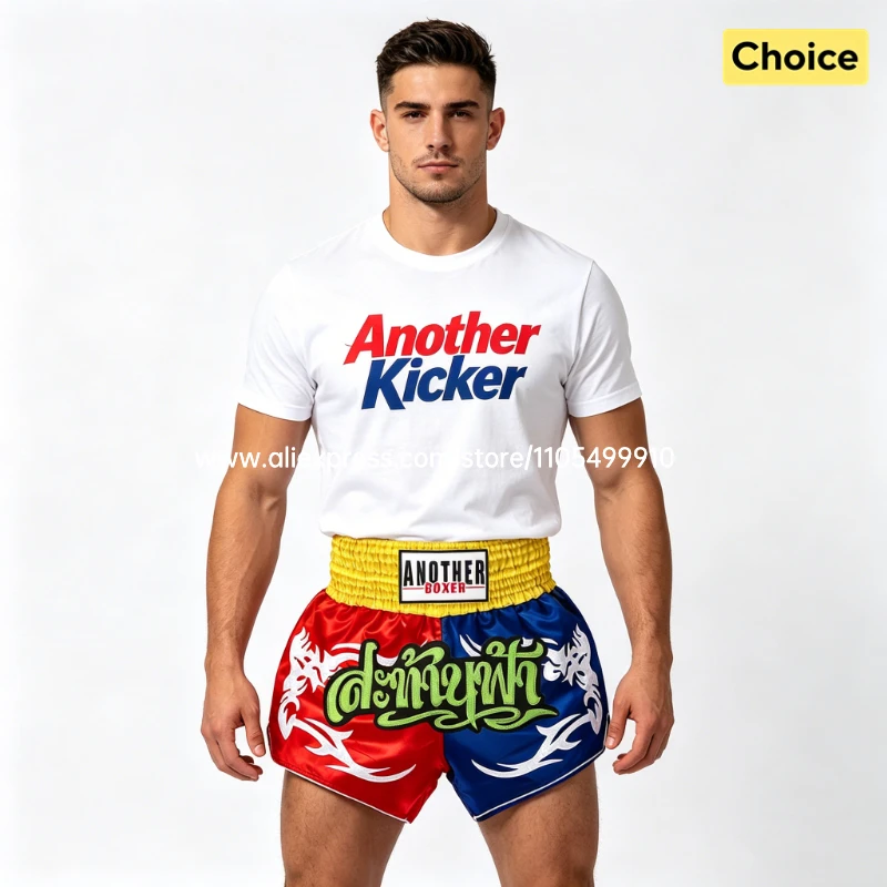 Muay Thai Fight Shorts Men Women Kids Combat Sports Boxing Trunks Thai Script Embroidery Martial Arts MMA BJJ Kickboxing Pants