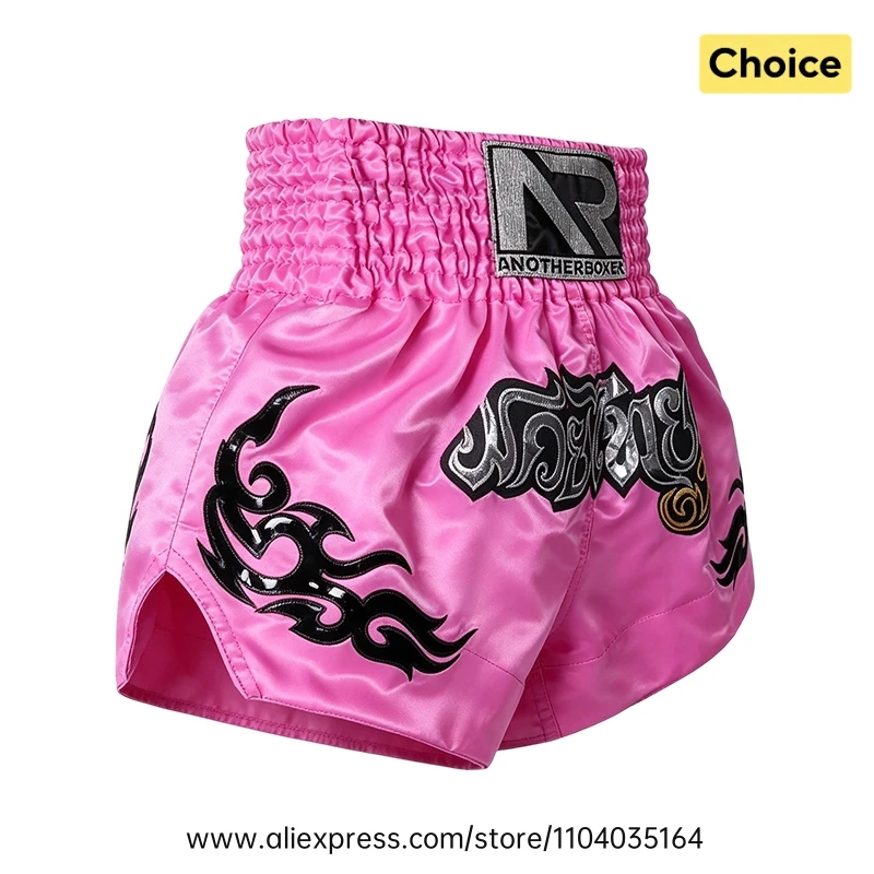 Muay Thai Fight Shorts Men Women Kids Combat Sports Boxing Trunks Thai Script Embroidery Martial Arts MMA BJJ Kickboxing Pants