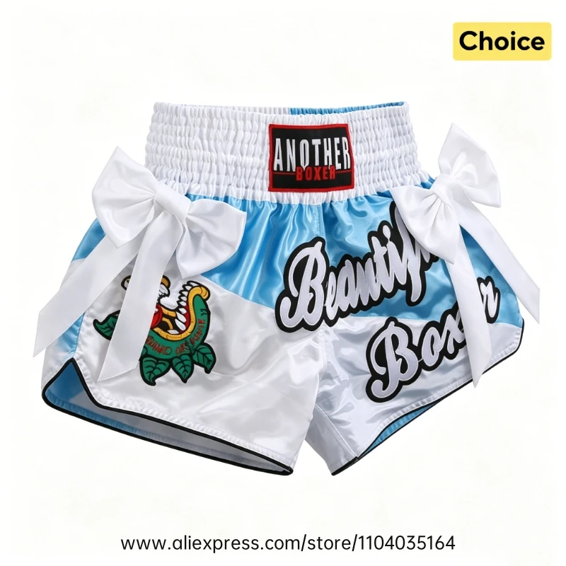 Muay Thai Fight Shorts Men Women Kids Combat Sports Boxing Trunks Thai Script Embroidery Martial Arts MMA BJJ Kickboxing Pants