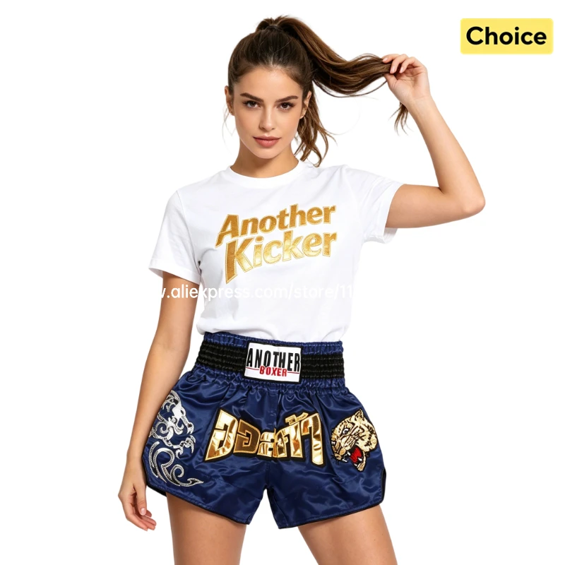 Muay Thai Fight Shorts Men Women Kids Combat Sports Boxing Trunks Thai Script Embroidery Martial Arts MMA BJJ Kickboxing Pants