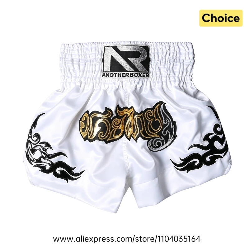 Muay Thai Fight Shorts Men Women Kids Combat Sports Boxing Trunks Thai Script Embroidery Martial Arts MMA BJJ Kickboxing Pants