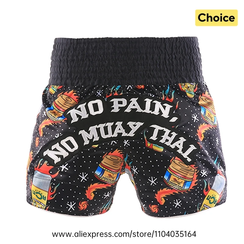 Muay Thai Fight Shorts Men Women Kids Combat Sports Boxing Trunks Thai Script Embroidery Martial Arts MMA BJJ Kickboxing Pants
