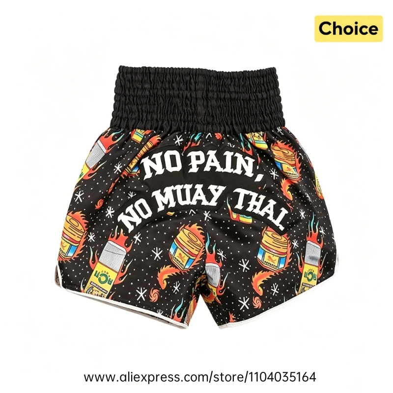 Muay Thai Fight Shorts Men Women Kids Combat Sports Boxing Trunks Thai Script Embroidery Martial Arts MMA BJJ Kickboxing Pants