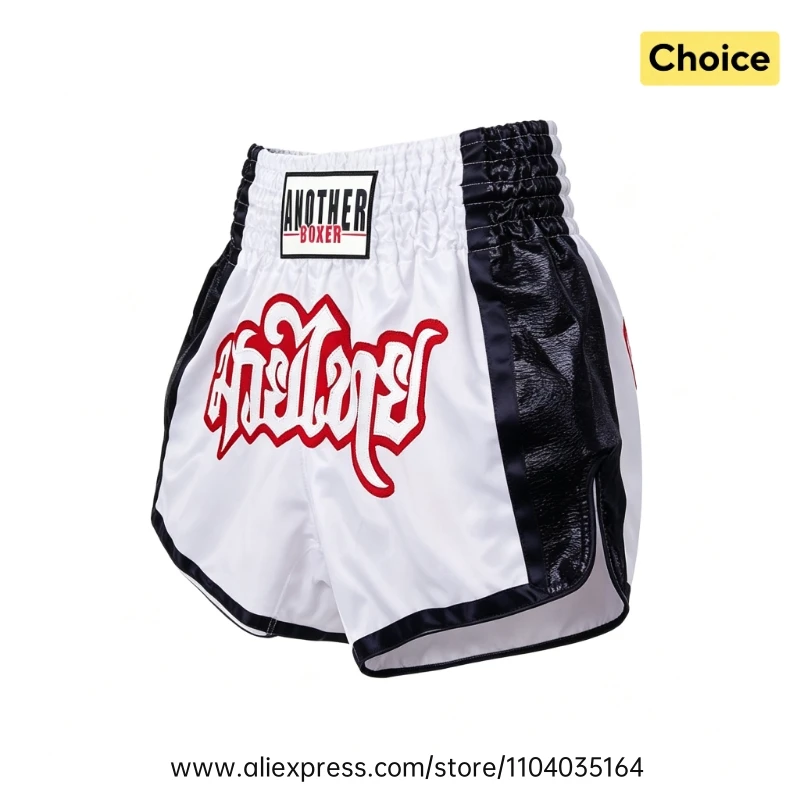 Muay Thai Fight Shorts Men Women Kids Combat Sports Boxing Trunks Thai Script Embroidery Martial Arts MMA BJJ Kickboxing Pants