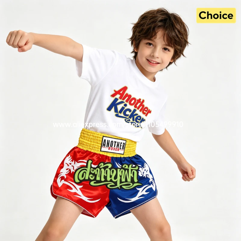 Muay Thai Fight Shorts Men Women Kids Combat Sports Boxing Trunks Thai Script Embroidery Martial Arts MMA BJJ Kickboxing Pants