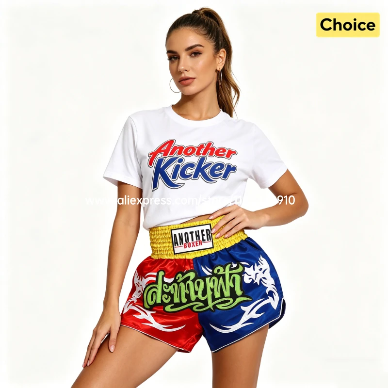 Muay Thai Fight Shorts Men Women Kids Combat Sports Boxing Trunks Thai Script Embroidery Martial Arts MMA BJJ Kickboxing Pants