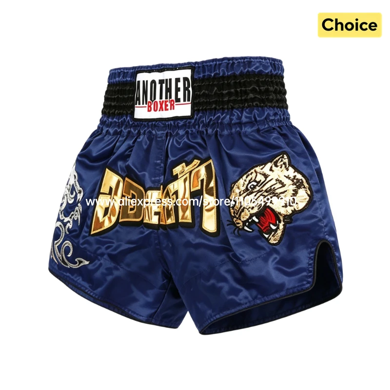Muay Thai Fight Shorts Men Women Kids Combat Sports Boxing Trunks Thai Script Embroidery Martial Arts MMA BJJ Kickboxing Pants