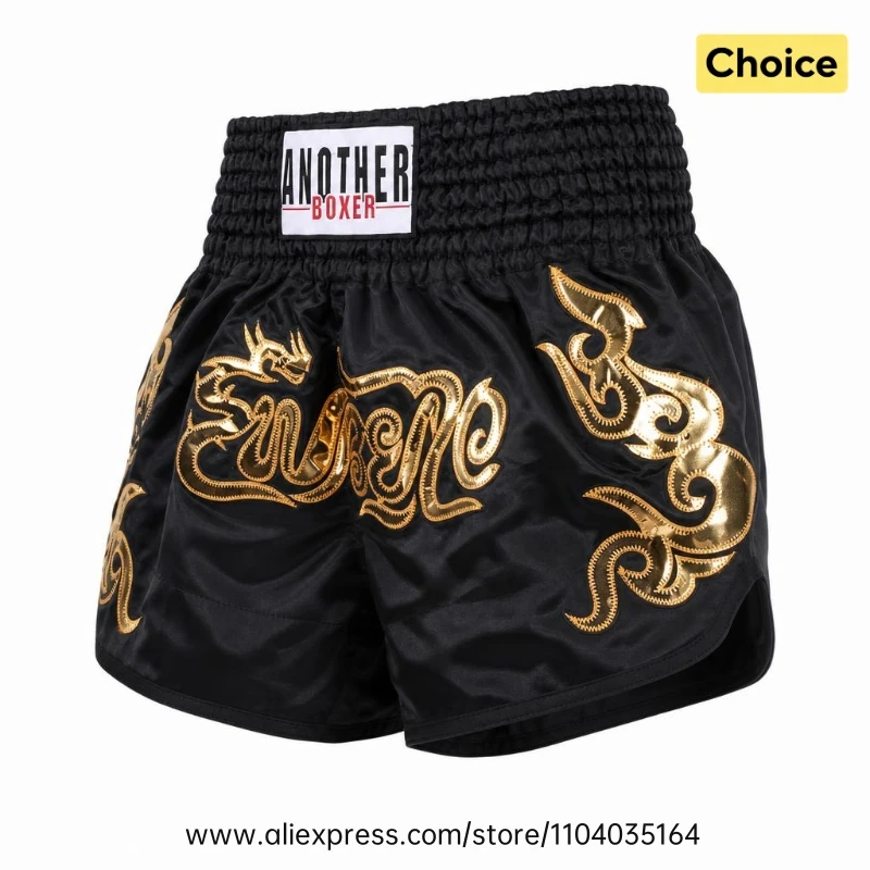 Muay Thai Fight Shorts Men Women Kids Combat Sports Boxing Trunks Thai Script Embroidery Martial Arts MMA BJJ Kickboxing Pants