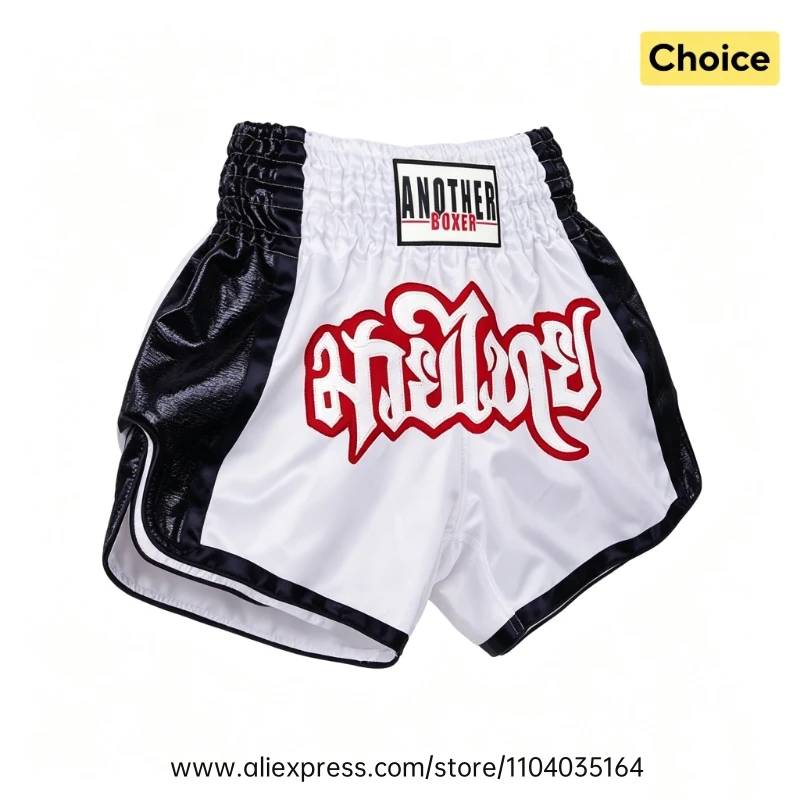 Muay Thai Fight Shorts Men Women Kids Combat Sports Boxing Trunks Thai Script Embroidery Martial Arts MMA BJJ Kickboxing Pants