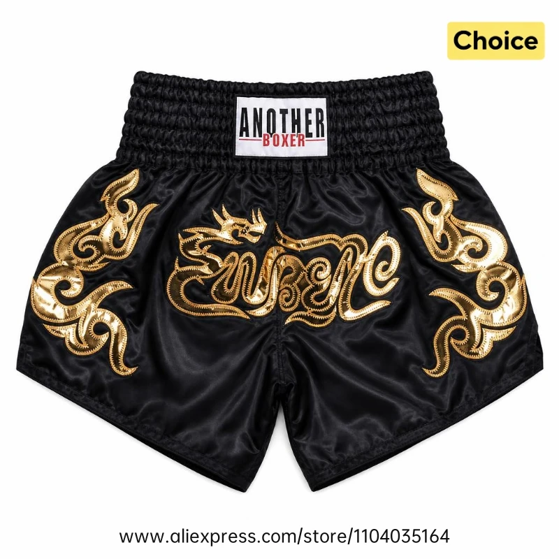 Muay Thai Fight Shorts Men Women Kids Combat Sports Boxing Trunks Thai Script Embroidery Martial Arts MMA BJJ Kickboxing Pants
