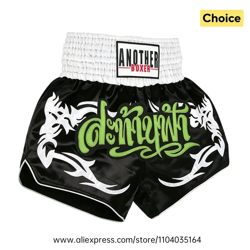 Muay Thai Fight Shorts Men Women Kids Combat Sports Boxing Trunks Thai Script Embroidery Martial Arts MMA BJJ Kickboxing Pants