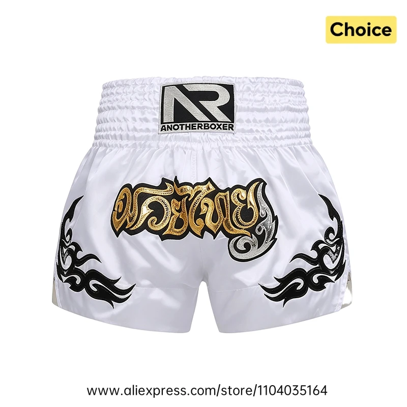 Muay Thai Fight Shorts Men Women Kids Combat Sports Boxing Trunks Thai Script Embroidery Martial Arts MMA BJJ Kickboxing Pants