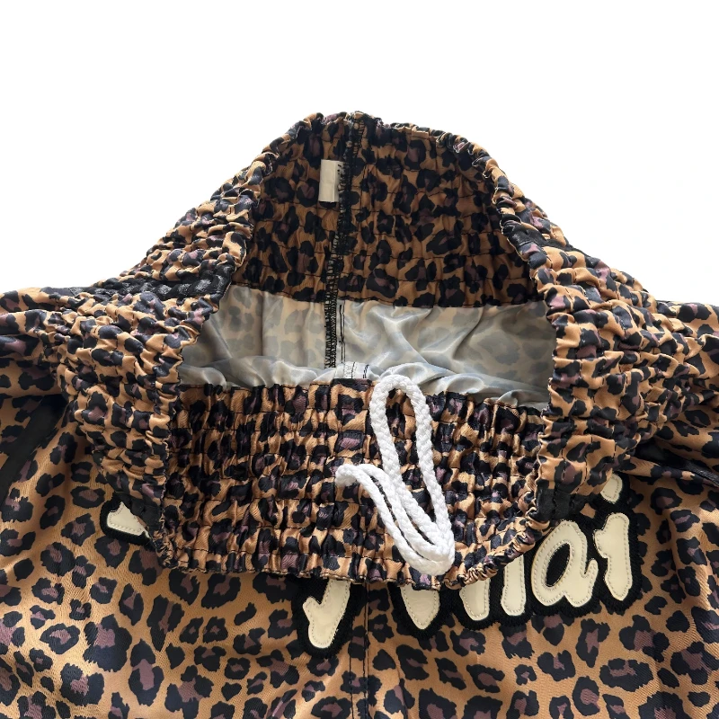 Leopard Print Muay Thai Shorts Unisex Satin Boxing Trunks Elastic Waist Kickboxing MMA Training Fight Shorts for Men Women Kids