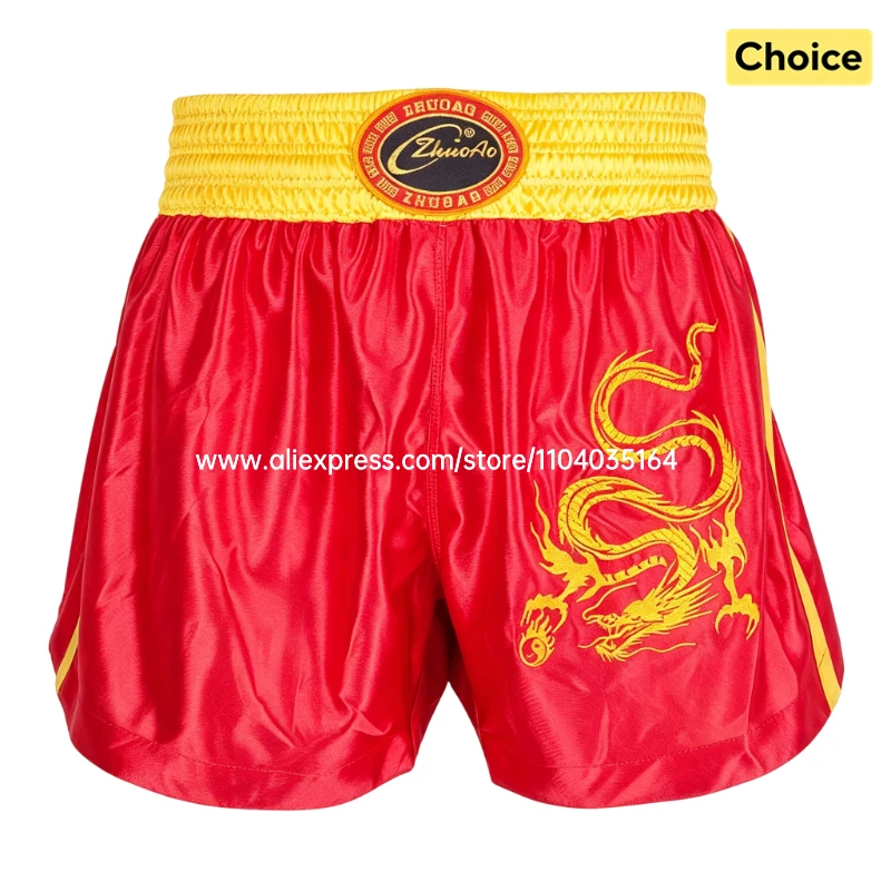 Boxing Shorts Classic Muay Thai Shorts Male Female Boy Girl Martial Arts Sparring Kickboxing Cage Fight Training MMA Pants Green