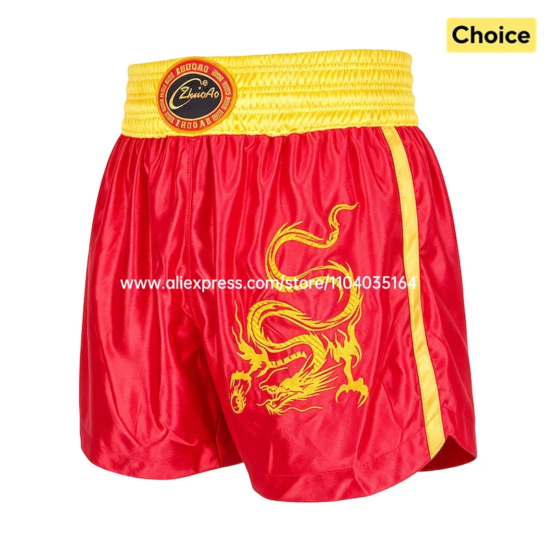Boxing Shorts Classic Muay Thai Shorts Male Female Boy Girl Martial Arts Sparring Kickboxing Cage Fight Training MMA Pants Green