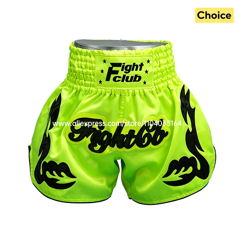 Boxing Shorts Classic Muay Thai Shorts Male Female Boy Girl Martial Arts Sparring Kickboxing Cage Fight Training MMA Pants Green