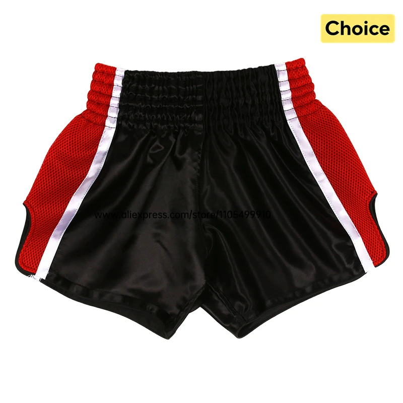 Plain Muay Thai Boxing Shorts Adult Kids Boxing Shorts Mesh Panel Martial Arts Kickboxing MMA Fight Training Competition Pants