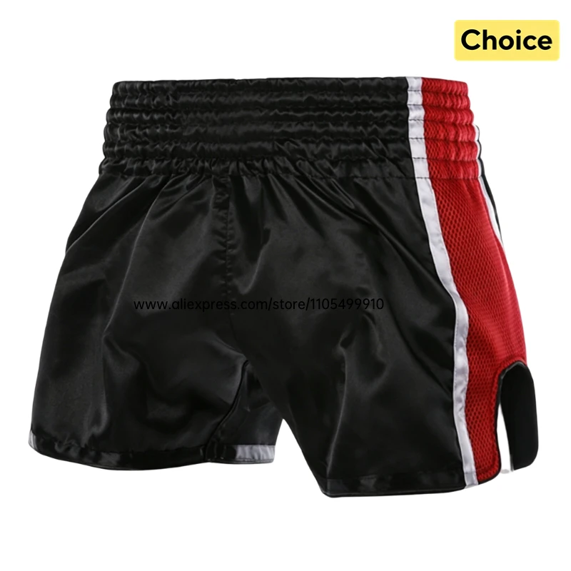Plain Muay Thai Boxing Shorts Adult Kids Boxing Shorts Mesh Panel Martial Arts Kickboxing MMA Fight Training Competition Pants