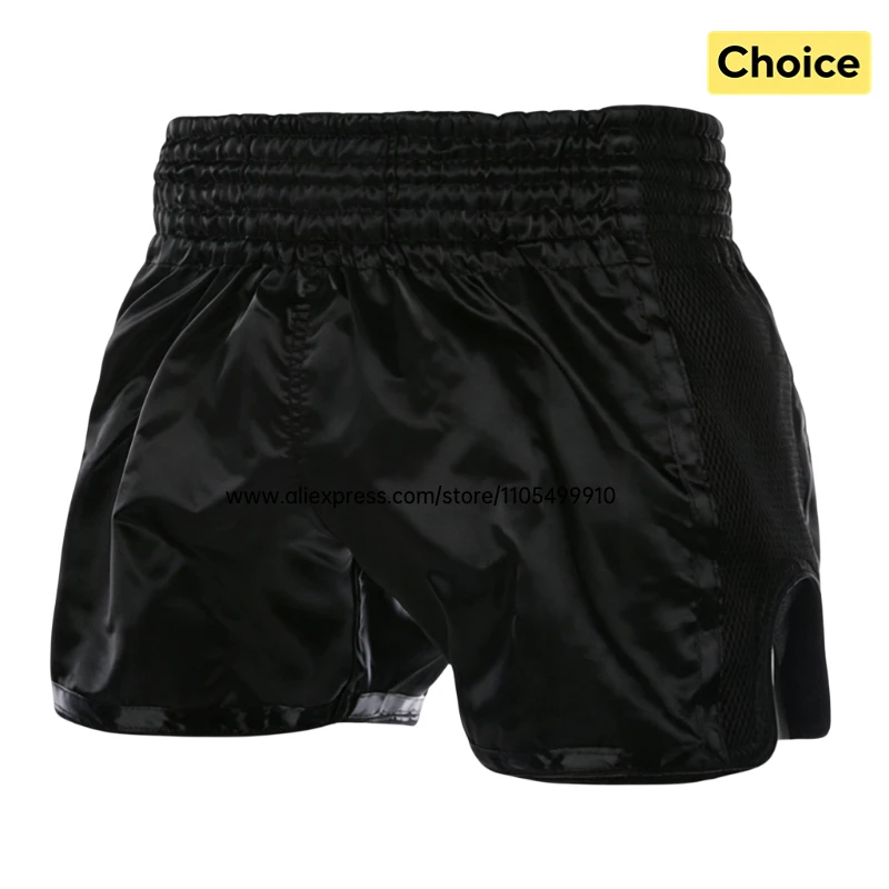 Plain Muay Thai Boxing Shorts Adult Kids Boxing Shorts Mesh Panel Martial Arts Kickboxing MMA Fight Training Competition Pants