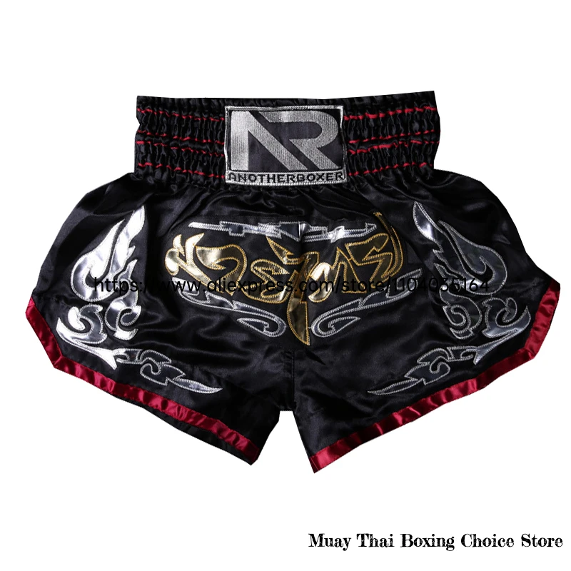 Muay Thai Shorts Multicolor Thai Boxing Shorts Men Women Kids Martial Arts MMA Training Competition Fight Kickboxing Pants Black