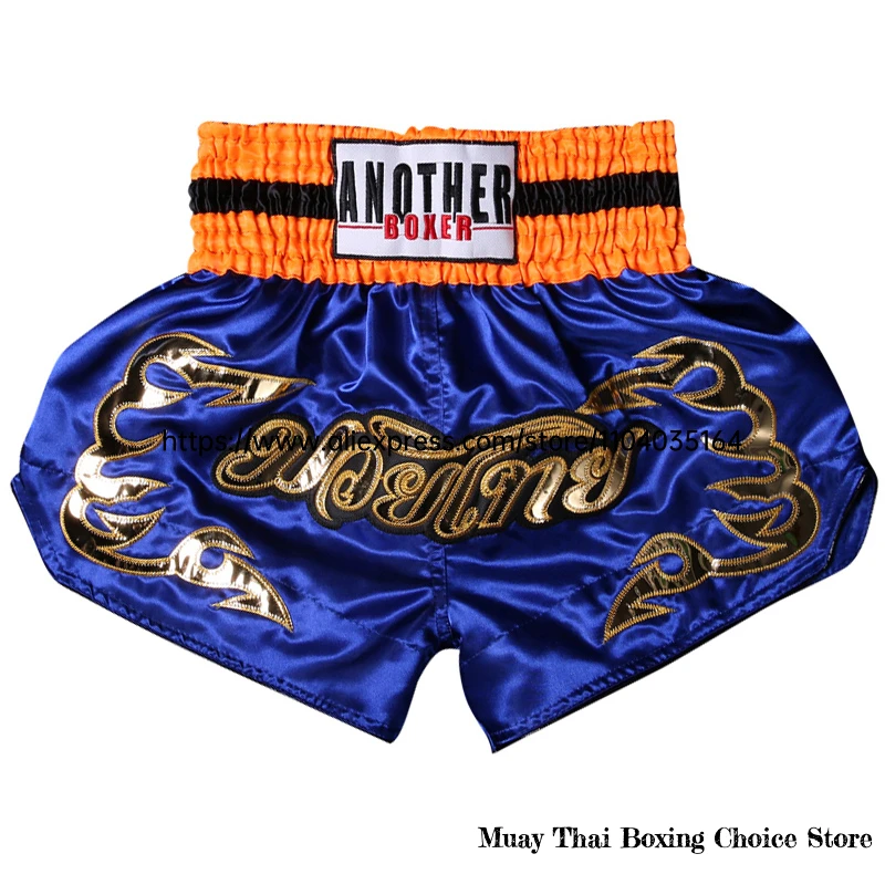Muay Thai Shorts Multicolor Thai Boxing Shorts Men Women Kids Martial Arts MMA Training Competition Fight Kickboxing Pants Black