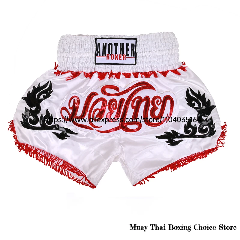 Muay Thai Shorts Multicolor Thai Boxing Shorts Men Women Kids Martial Arts MMA Training Competition Fight Kickboxing Pants Black