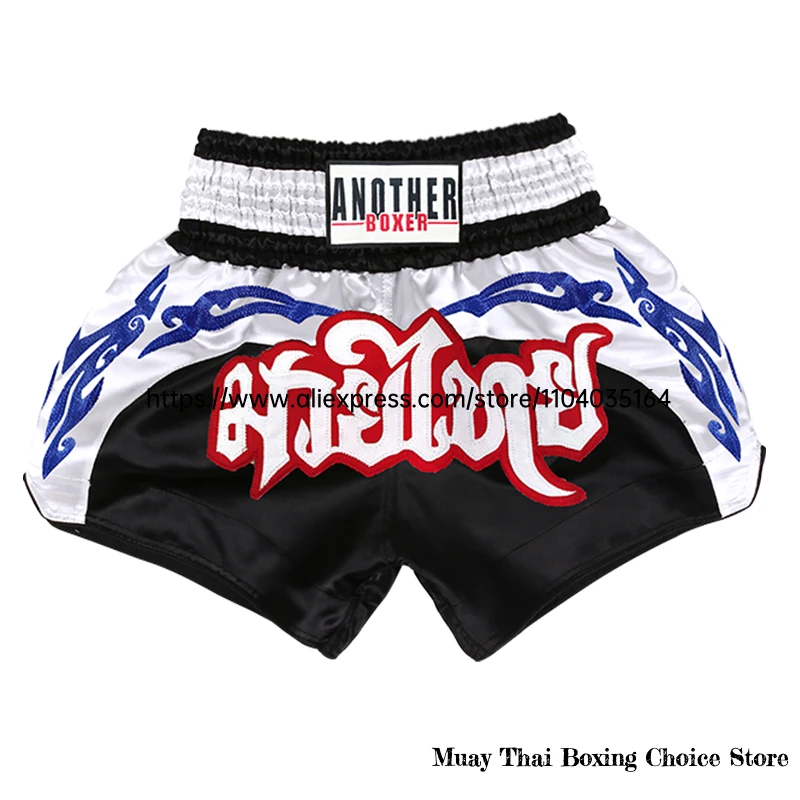 Muay Thai Shorts Multicolor Thai Boxing Shorts Men Women Kids Martial Arts MMA Training Competition Fight Kickboxing Pants Black