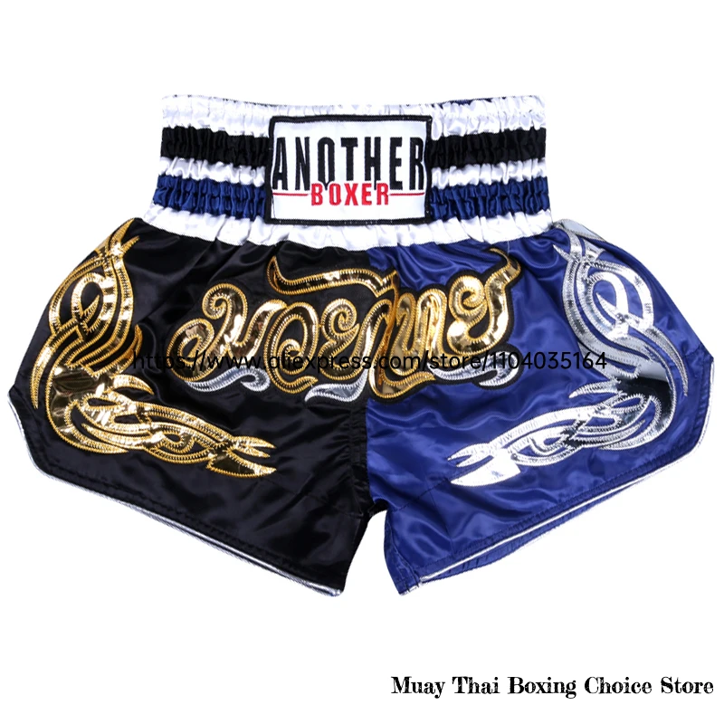 Muay Thai Shorts Multicolor Thai Boxing Shorts Men Women Kids Martial Arts MMA Training Competition Fight Kickboxing Pants Black